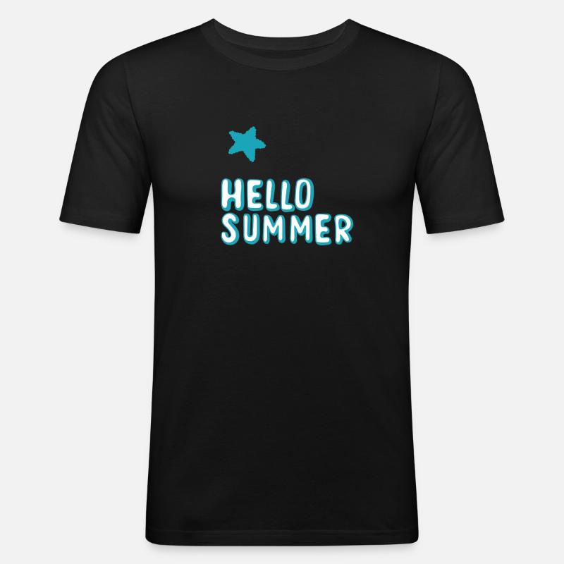 Hello Summer - Männer Slim Fit T-Shirt - Schwarz