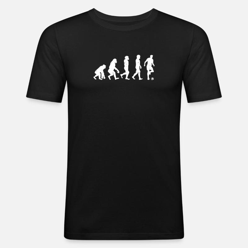 Mankind Evolution Soccer - Evolution Fußball - Männer Slim Fit T-Shirt - Schwarz