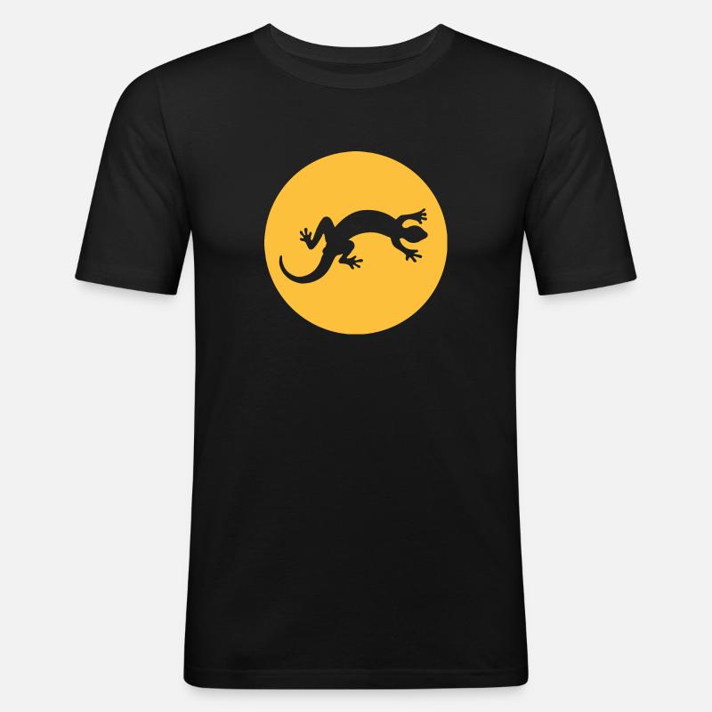 Gecko Salamander Eidechse - Männer Slim Fit T-Shirt - Schwarz