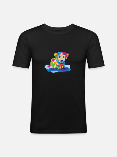 Bunter Hund - Männer Slim Fit T-Shirt - Schwarz