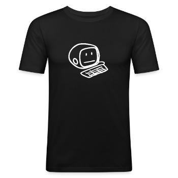 Computer Smiley Face (White) - Men's Slim Fit T-Shirt - black - Front - Nik (191cm)