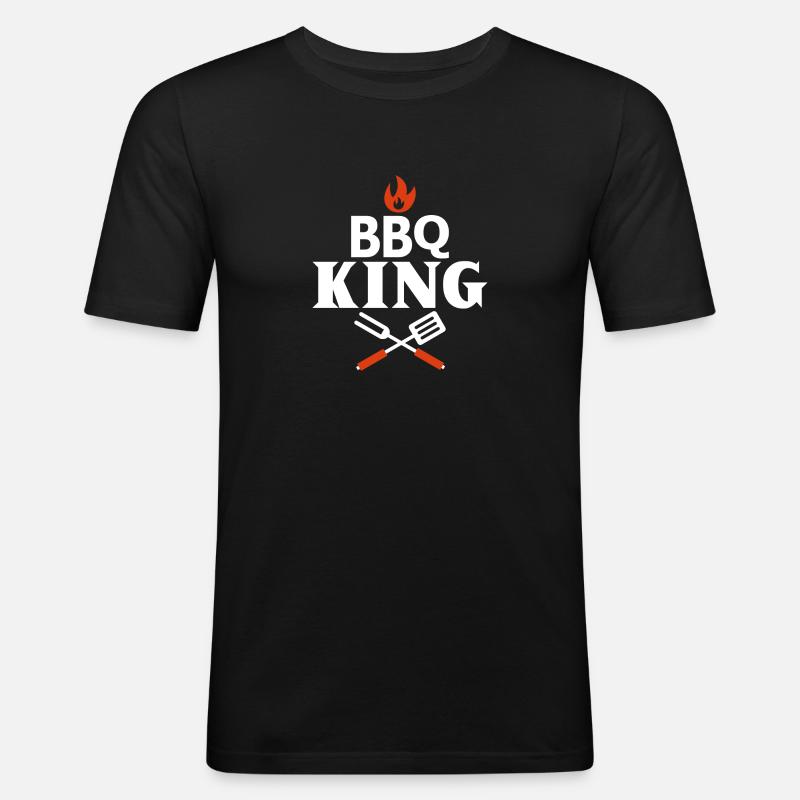 BBQ KING - Männer Slim Fit T-Shirt - Schwarz