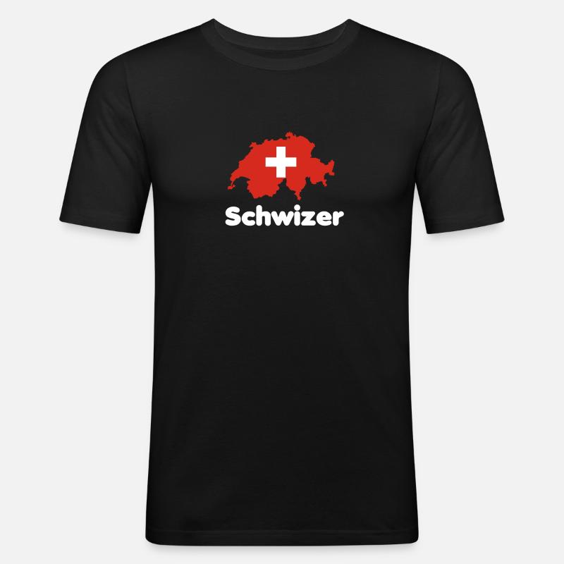 Schwizer - Schweizer Motiv - Männer Slim Fit T-Shirt - Schwarz