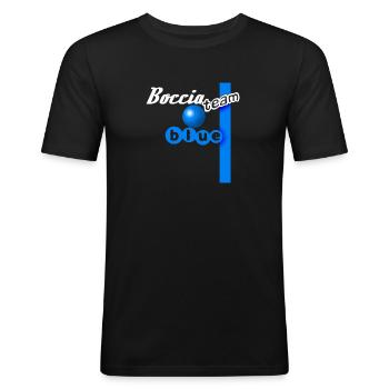 Bocce Team Blue - T-shirt près du corps Homme - noir - Devant - Nik (191cm)