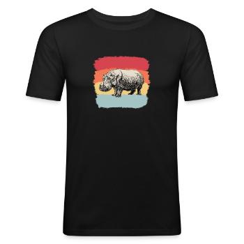 hippos - Men's Slim Fit T-Shirt - black - Front - Nik (191cm)