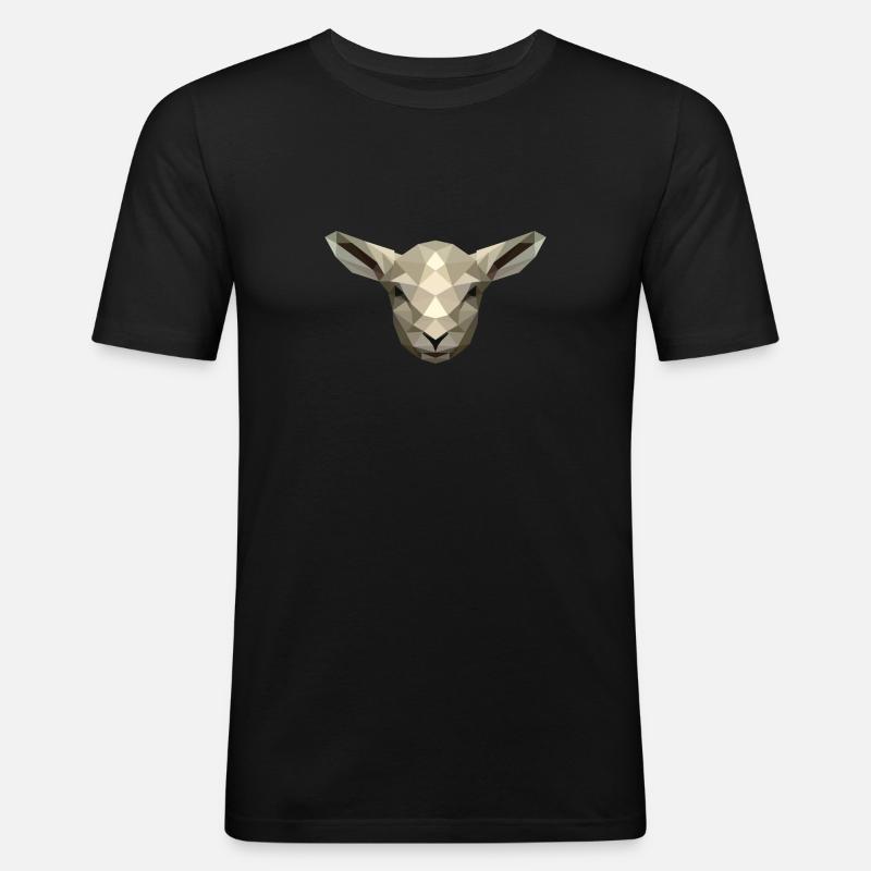Lamm/Schaf im Poly Design - Männer Slim Fit T-Shirt - Schwarz