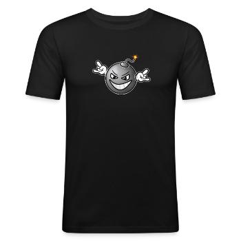 Bombe Version 1 - Männer Slim Fit T-Shirt - Schwarz - Vorne - Nik (191cm)