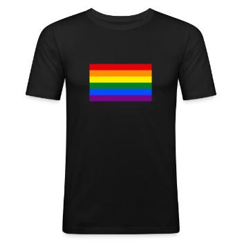 drapeau arc en ciel - T-shirt près du corps Homme - noir - Devant - Nik (191cm)