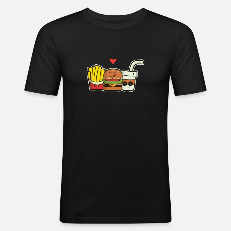 Burger Menu - Männer Slim Fit T-Shirt - Schwarz