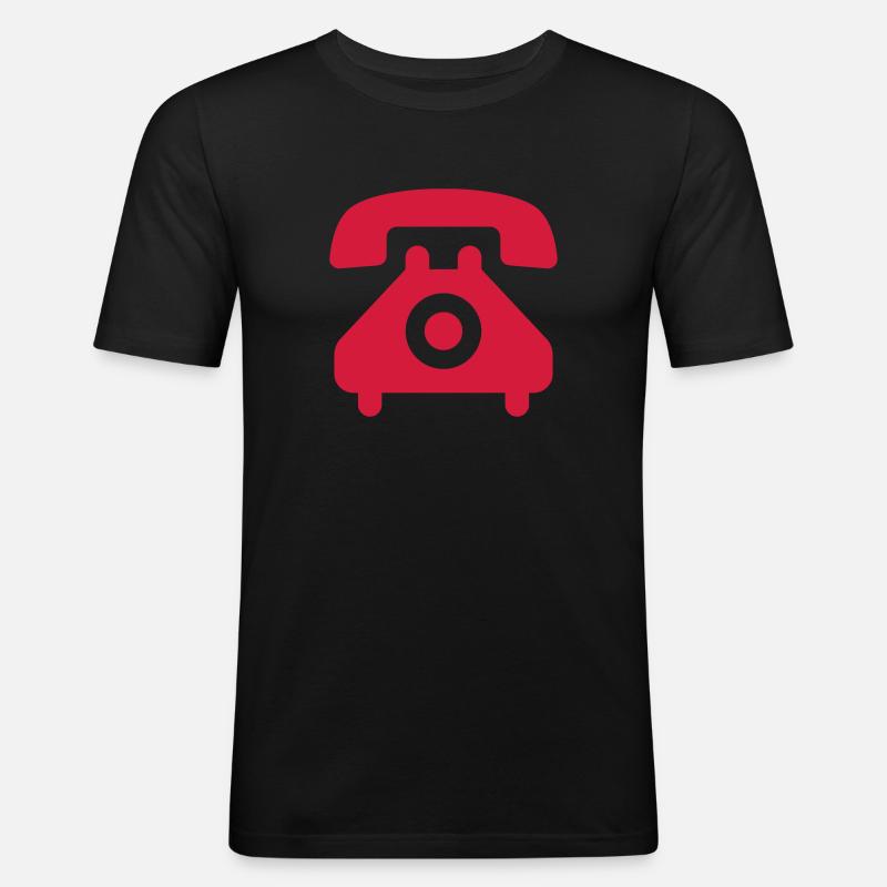 telefon sprechen hörer symbol - Männer Slim Fit T-Shirt - Schwarz