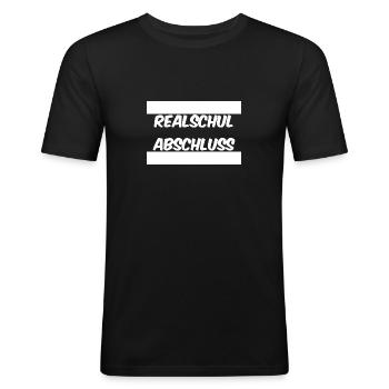 Realschul Abschluss - Männer Slim Fit T-Shirt - Schwarz - Vorne - Nik (191cm)