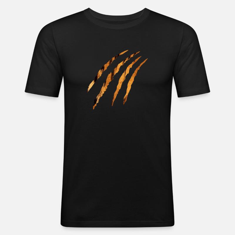 Tigerkralle - Männer Slim Fit T-Shirt - Schwarz