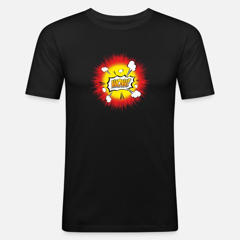 WOW EXPLOSION - Männer Slim Fit T-Shirt - Schwarz