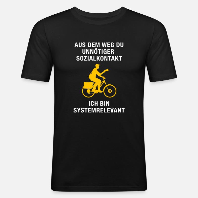 Postbote Briefträger Sozialkontakt Systemrelevant - Männer Slim Fit T-Shirt - Schwarz