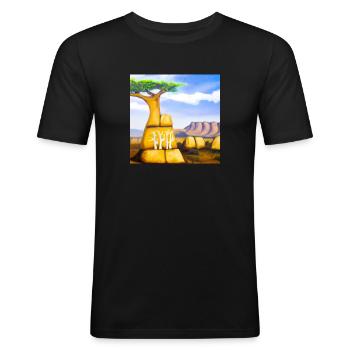 Surreal african landscape - Männer Slim Fit T-Shirt - Schwarz - Vorne - Nik (191cm)