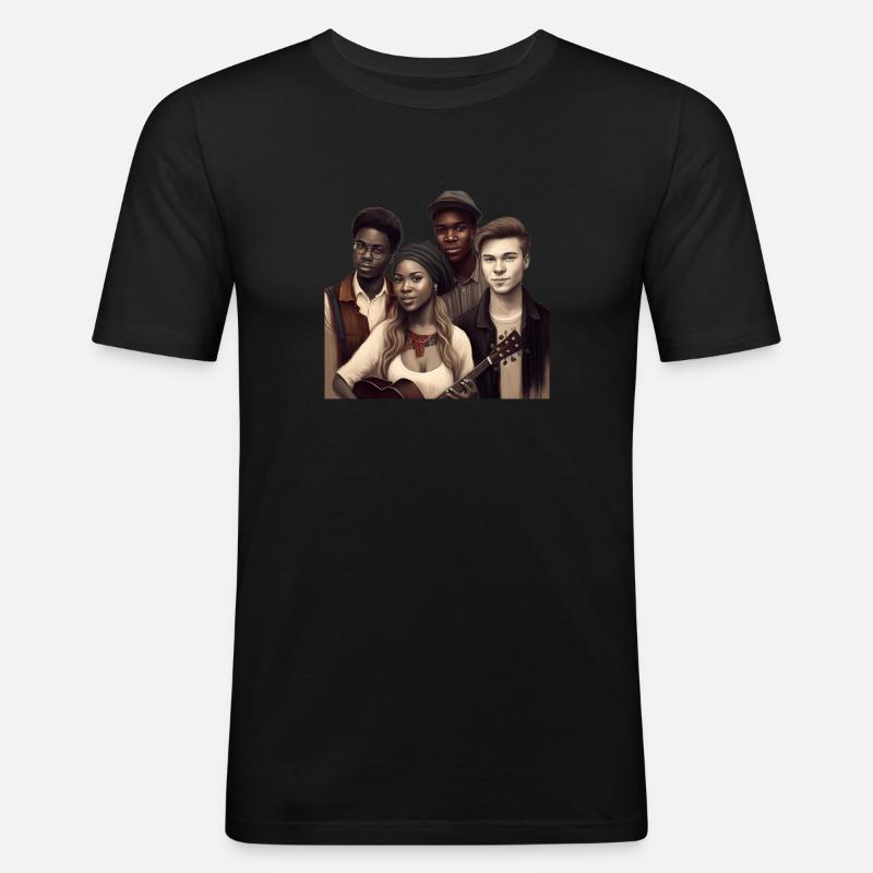 The Funky Bunch - Männer Slim Fit T-Shirt - Schwarz