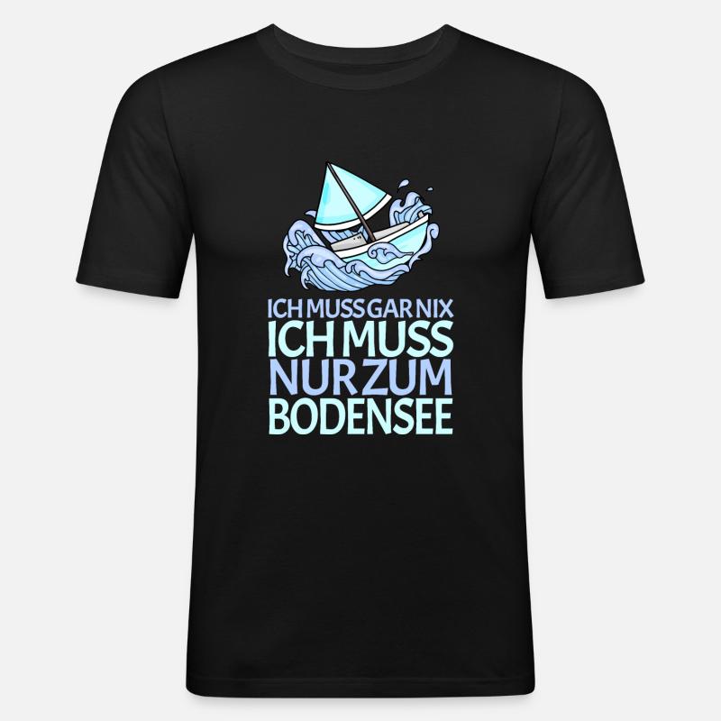 Bodensee - Männer Slim Fit T-Shirt - Schwarz