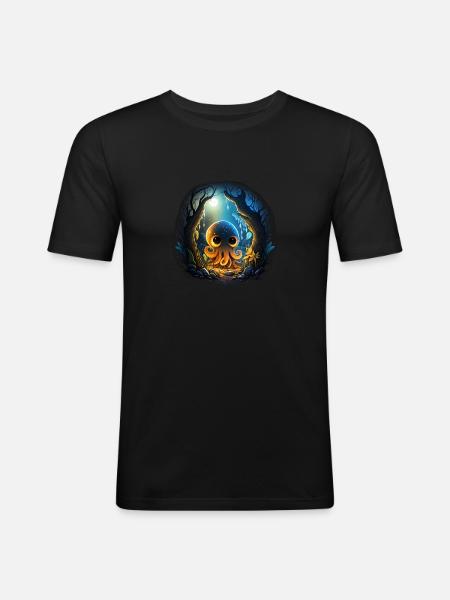 Pieuvre douce - T-shirt près du corps Homme - noir