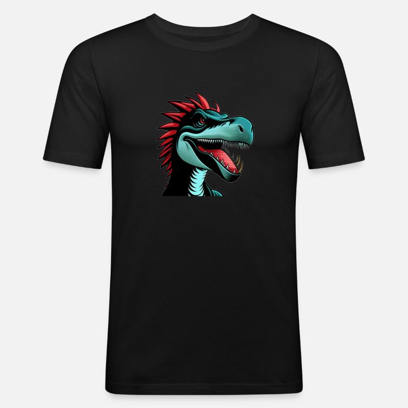Drache oder Dinosaurier - Männer Slim Fit T-Shirt - Schwarz