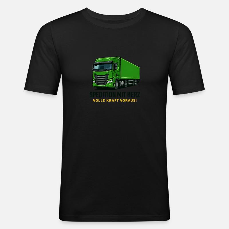 Spedition mit Herz - Männer Slim Fit T-Shirt - Schwarz