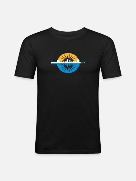 Leipzig Skyline - Männer Slim Fit T-Shirt - Schwarz