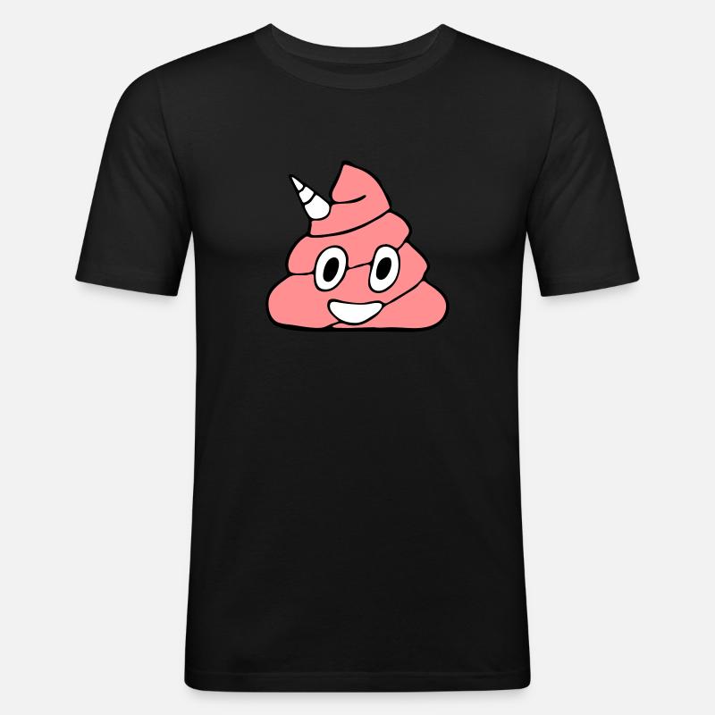 Pinker Einhorn Kackhaufen - Männer Slim Fit T-Shirt - Schwarz