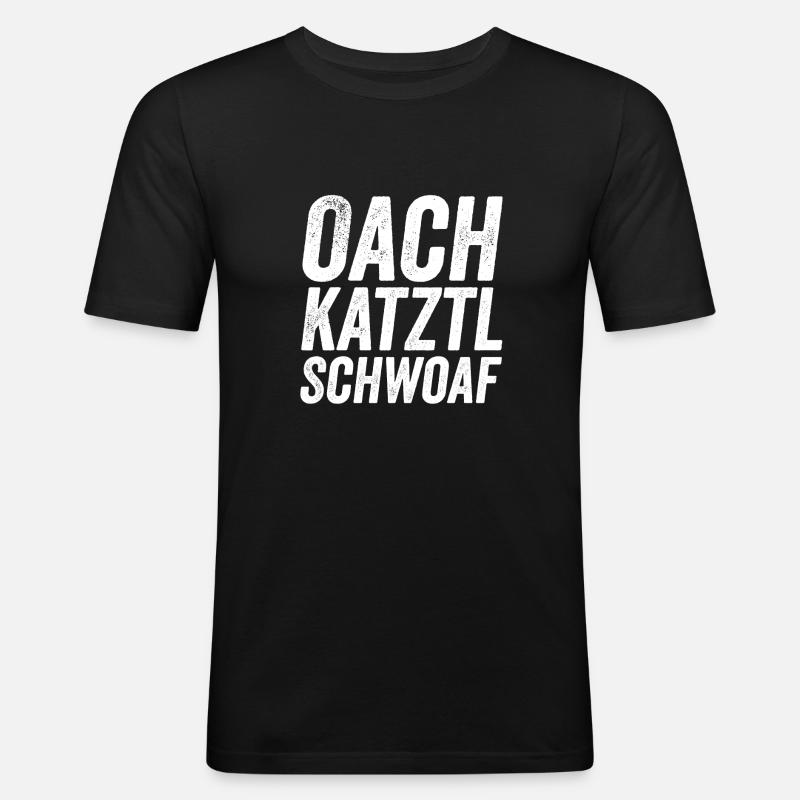 Oachkatzlschwoaf Bayrisch Eichhörnchen - Männer Slim Fit T-Shirt - Schwarz