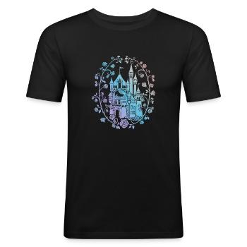 Château de conte de fées Vrilles de rose - T-shirt près du corps Homme - noir - Devant - Nik (191cm)