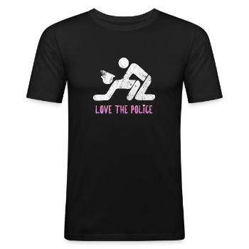 Love the police - Men's Slim Fit T-Shirt - black - Front - Nik (191cm)