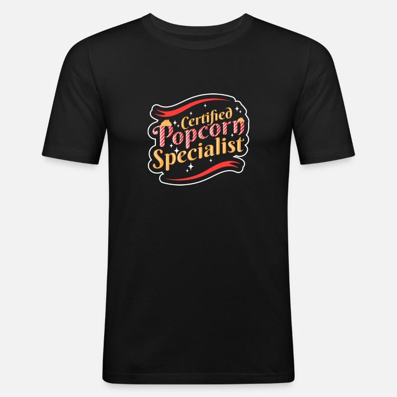 Popcorn - Männer Slim Fit T-Shirt - Schwarz