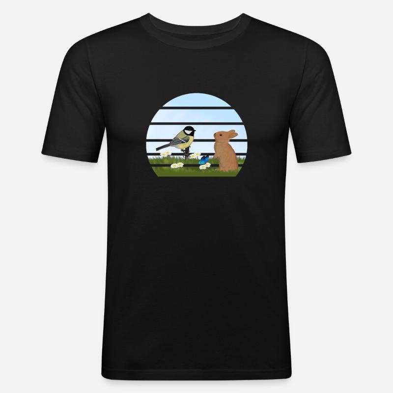 Great Bird Rabbit Easter Spring - Men's Slim Fit T-Shirt - black