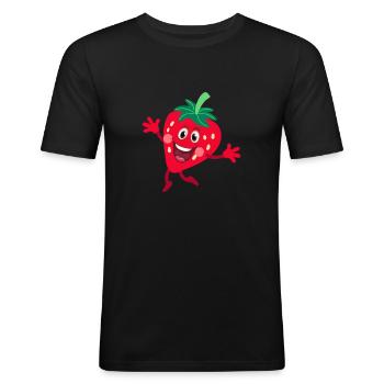 strawberry - Men's Slim Fit T-Shirt - black - Front - Nik (191cm)