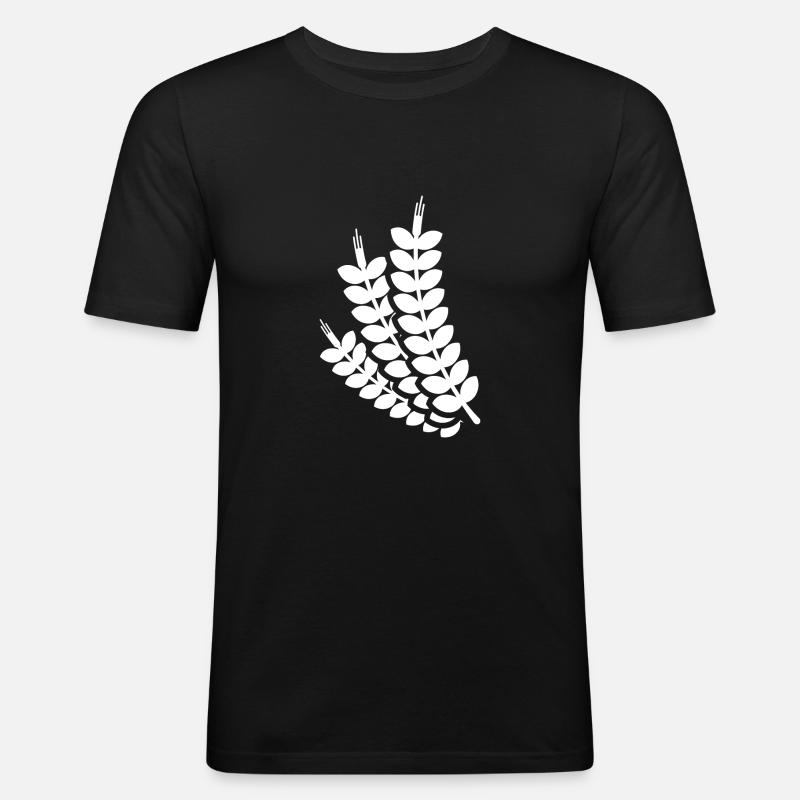 Weizen Ähre - Männer Slim Fit T-Shirt - Schwarz