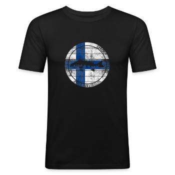 Barsch Angeln Finnland - Männer Slim Fit T-Shirt - Schwarz - Vorne - Nik (191cm)