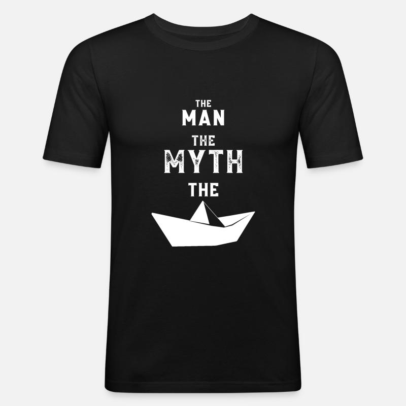 MYTHOS SEGELBOOT MOTORBOOT BOOT - Männer Slim Fit T-Shirt - Schwarz