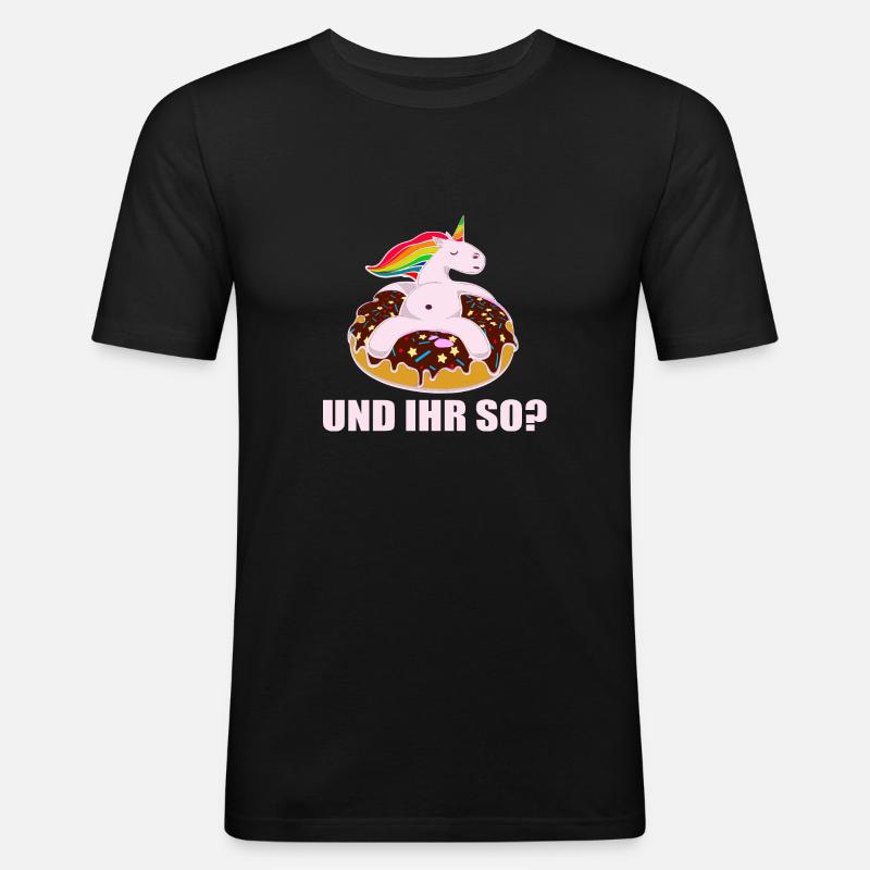 Einhorn - Männer Slim Fit T-Shirt - Schwarz