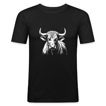 Taurus - proud, powerful, self-confident - Men's Slim Fit T-Shirt - black - Front - Nik (191cm)