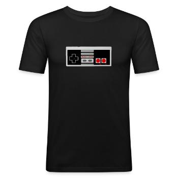 Oldstyl console - Men's Slim Fit T-Shirt - black - Front - Nik (191cm)