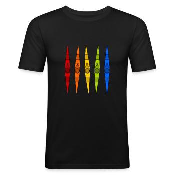 bunte Kajaks - Männer Slim Fit T-Shirt - Schwarz - Vorne - Nik (191cm)
