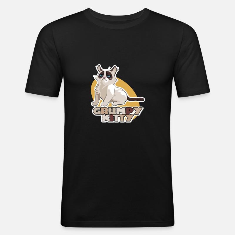 Grumpy Kitty Shirt - Men's Slim Fit T-Shirt - black
