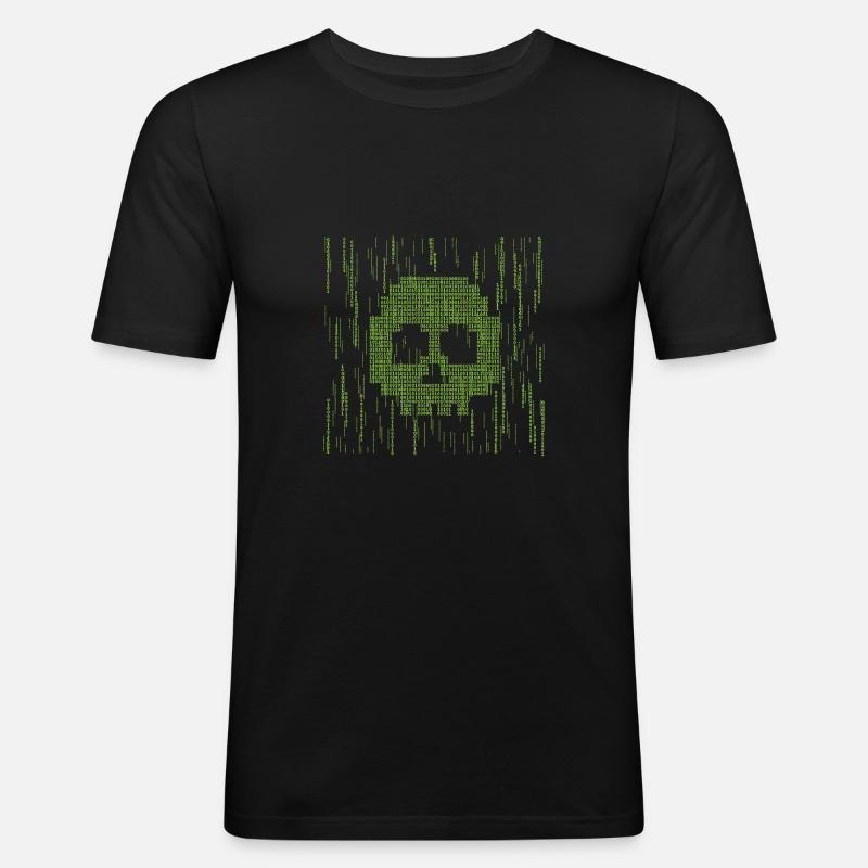 Totenkopf Hacker - Männer Slim Fit T-Shirt - Schwarz