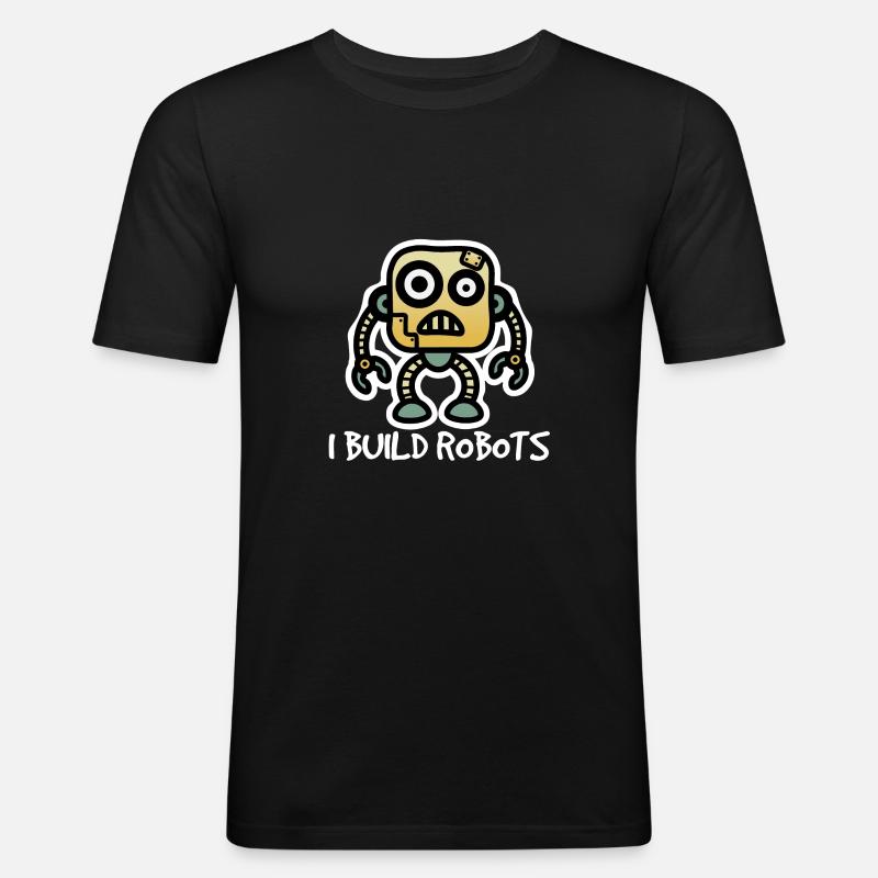 Roboter - Männer Slim Fit T-Shirt - Schwarz