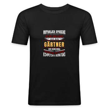 Geschenkidee für Gärtner - Männer Slim Fit T-Shirt - Schwarz - Vorne - Nik (191cm)