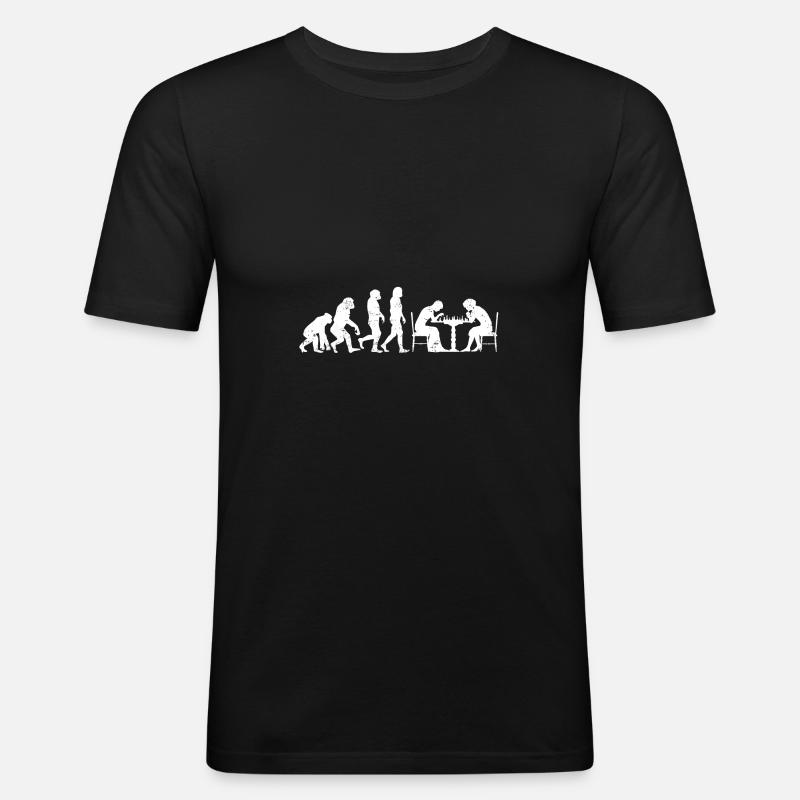 Joueurs d'Échecs Évolution - T-shirt près du corps Homme - noir