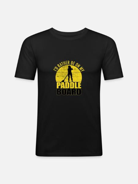Paddelboot - Männer Slim Fit T-Shirt - Schwarz