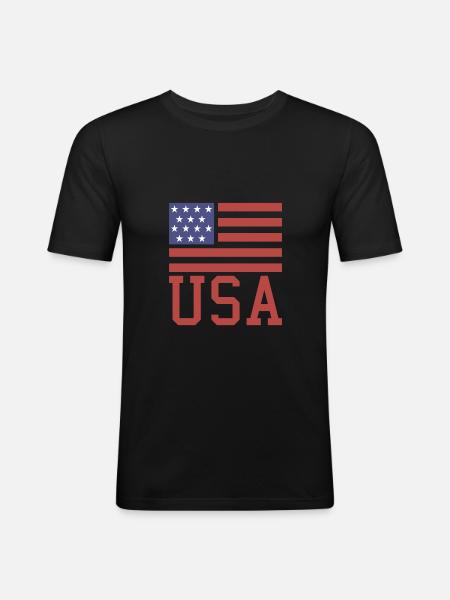 Drapeau américain - T-shirt près du corps Homme - noir