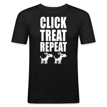 Click Treat Repeat Dog Dresser École canine - T-shirt près du corps Homme - noir - Devant - Nik (191cm)