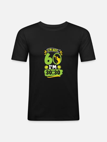 60. Birthday tennis fun - Men's Slim Fit T-Shirt - black