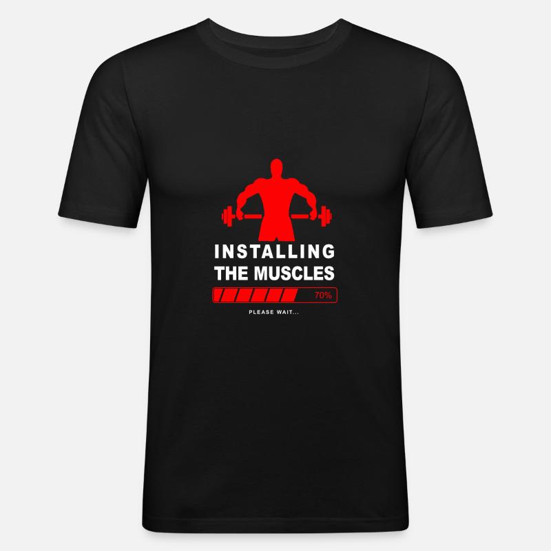 Installing Muscle 2 - Männer Slim Fit T-Shirt - Schwarz