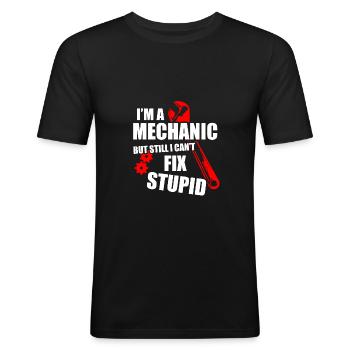 i'm a mechanic - T-shirt près du corps Homme - noir - Devant - Nik (191cm)